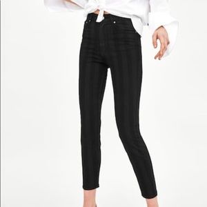 ZARA Super Skinny Striped Ankle Jeans